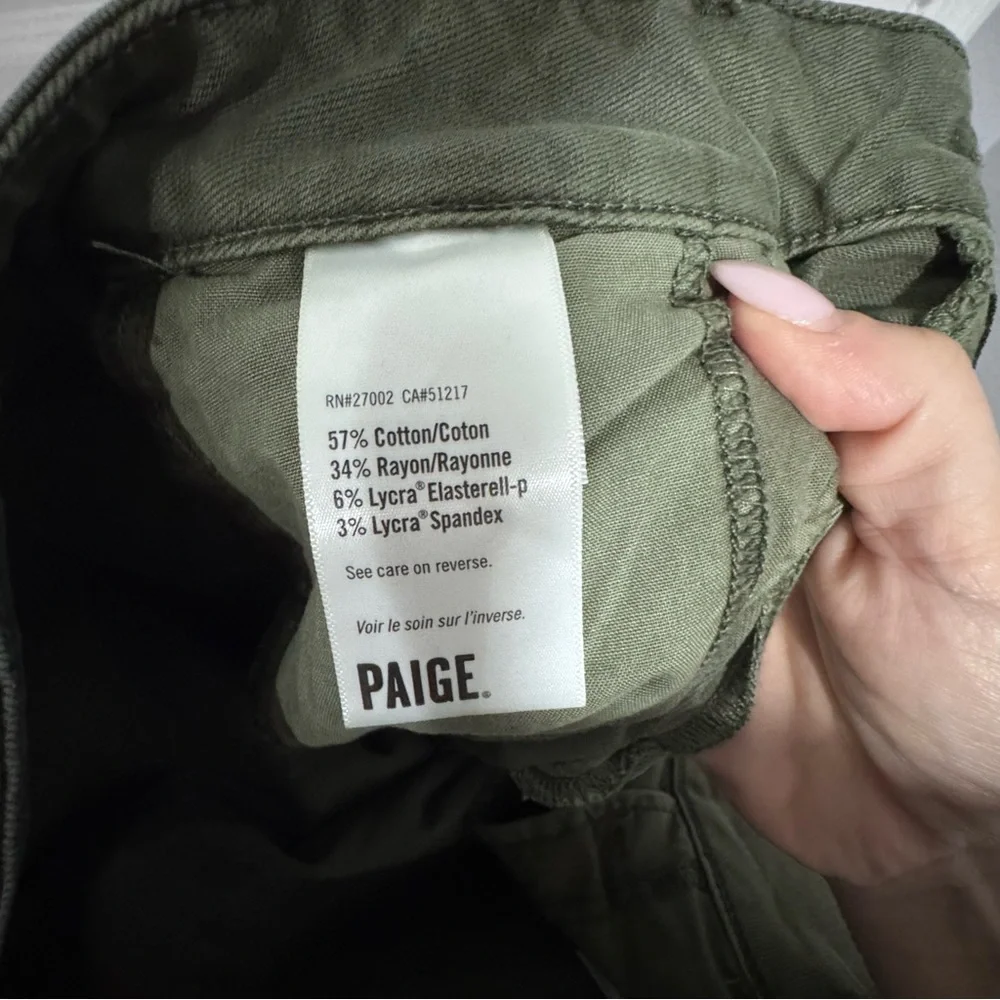 PAIGE Green Cargo Pants 29 Olive Skinny Ankle Utility Stretch‎ Jeans